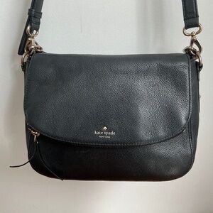 KATE SPADE Pebbled Leather  Flap Shoulder/Hand/Crossbody Bag - Black
